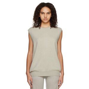 FRENCKENBERGER Taupe 100% Mongolian Cashmere Crewneck Vest (S)